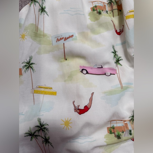 Kitri - Palm Springs Print - Tie Back Mini Dress - Pink Cadillac - US size 6 - Picture 8 of 15